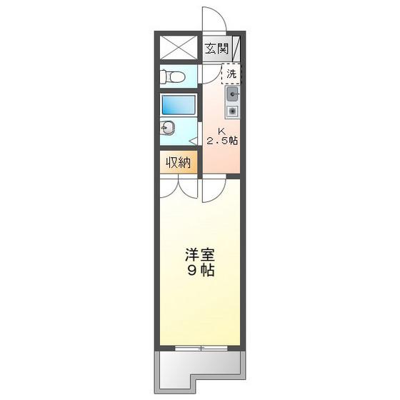 ロジュマン生桑(1K/3階)の間取り写真