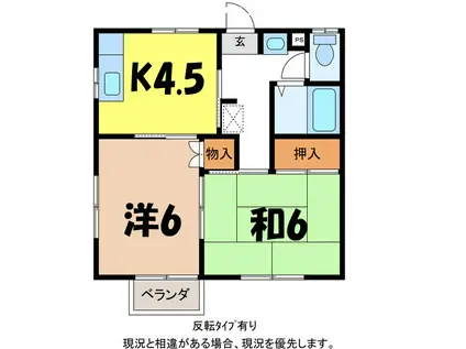 ウエストハイツ(2K/1階)の間取り写真