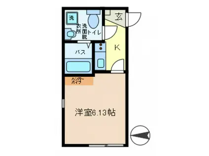 ソヨカゼテラス金町(1K/1階)の間取り写真