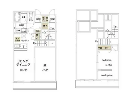 アイデアル梶ヶ谷(1LDK/1階)の間取り写真