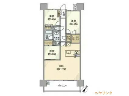 バンベール赤池ヒルズ(3LDK/13階)の間取り写真