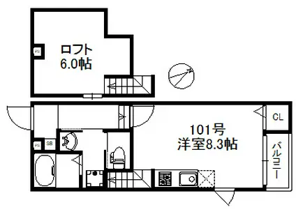 シーサイドポラリス(ワンルーム/1階)の間取り写真