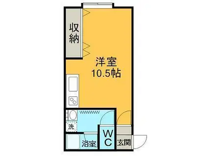 グローイングハイムB(ワンルーム/2階)の間取り写真