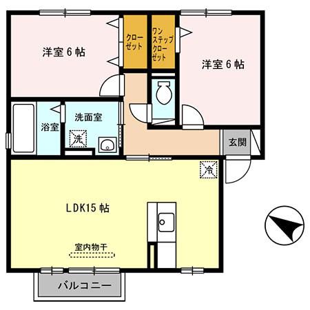 サンハイム常吉(2LDK/2階)の間取り写真