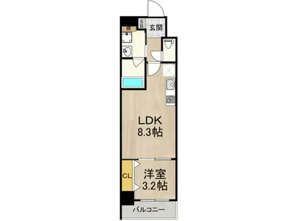 フロンティアタワー九条II(1LDK/10階)の間取り写真