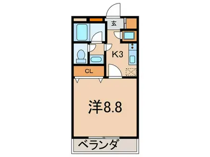 レグルス久地(1K/4階)の間取り写真