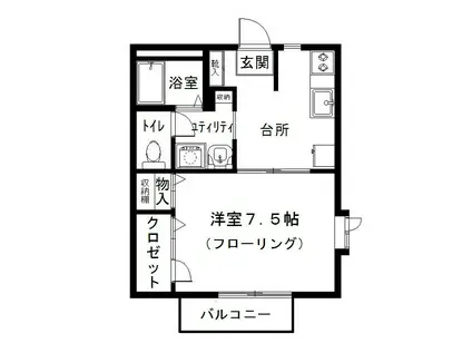 国見ヒルズ三番館(1K/1階)の間取り写真