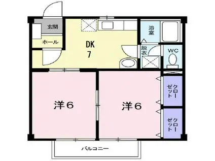 スペースプラザ未来(2DK/2階)の間取り写真