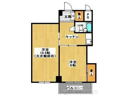 さんふぁいぶ五月が丘(2K/4階)の間取り写真