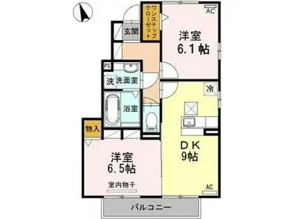 メゾン・ド・ボヌールA棟(2DK/1階)の間取り写真