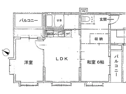 生麦マンション/2026年2月リフォーム/駅7分2面バルコニー(2LDK/4階)の間取り写真