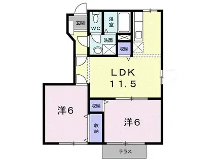 メゾン・ド・ケイA(2LDK/1階)の間取り写真