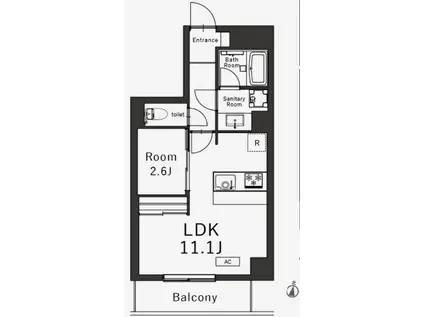 BELLVIAGE SUMIDA(1DK/5階)の間取り写真