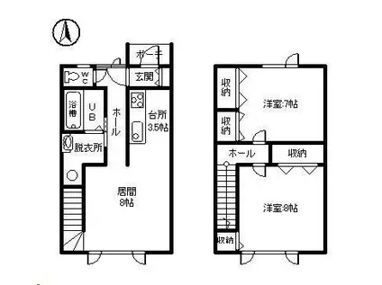 アンジュールI(2LDK/1階)の間取り写真