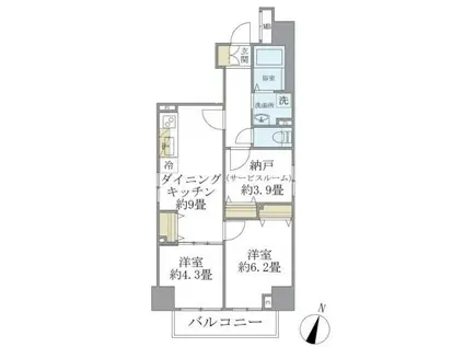 DSVARIED阪東橋レジデンス(2SDK/4階)の間取り写真