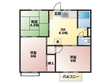 コーポ 武蔵野(3DK/2階)の間取り写真