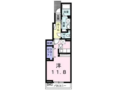 暖だん 02(ワンルーム/1階)の間取り写真