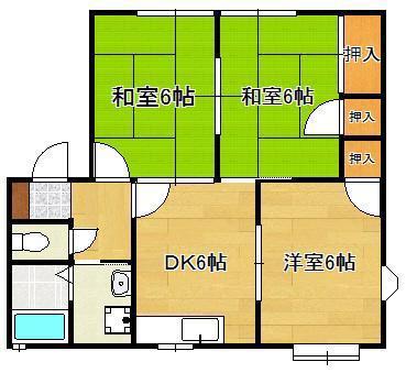 フレグランス小田代A・B・C(3DK/1階)の間取り写真