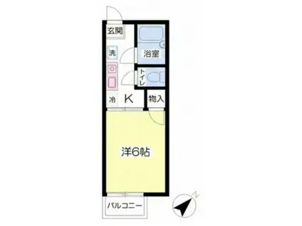 ハピネス栗谷II(1K/1階)の間取り写真