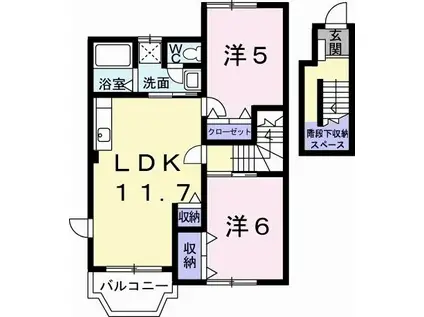 ベイスターK(2LDK/2階)の間取り写真
