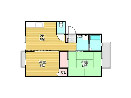 ル・レーヴ弐番館(2DK/1階)の間取り写真