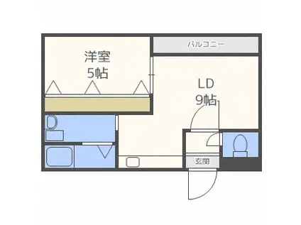 グランディール南5条(1LDK/1階)の間取り写真