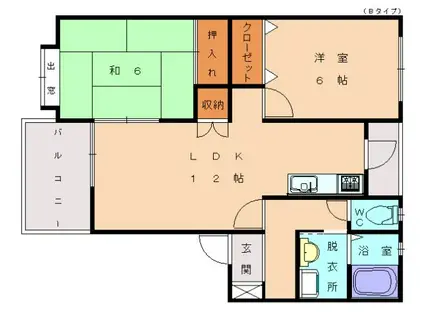 若宮グリーンコーポ(2LDK/2階)の間取り写真