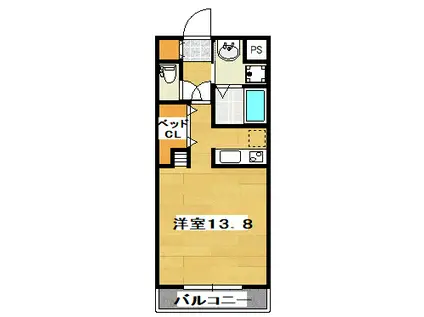 パルティール参番館(ワンルーム/4階)の間取り写真