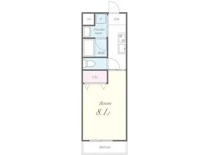 メルヴェーユ(1K/2階)の間取り写真