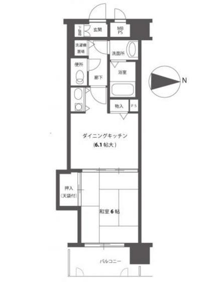 朝日プラザ岡山サウスフロント(1DK/2階)の間取り写真