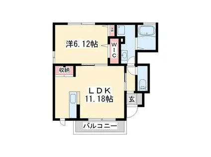 HEIM SPICA B棟 B(1LDK/1階)の間取り写真