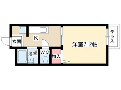 サンライズ唐山(1K/1階)の間取り写真