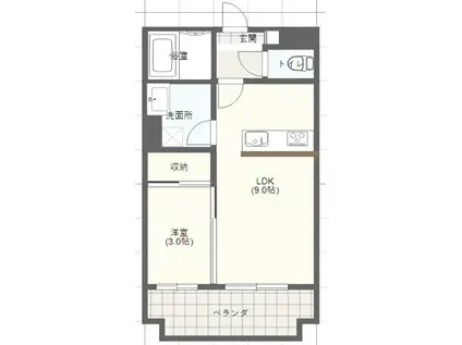 メゾン・ド・冨士(1LDK/4階)の間取り写真