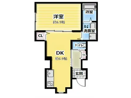 プレジール給田(1DK/1階)の間取り写真