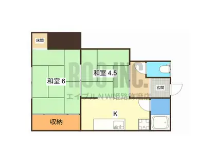 クレメア棟B棟(2K/2階)の間取り写真