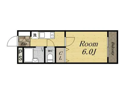 カサベルデ仁川(1K/2階)の間取り写真