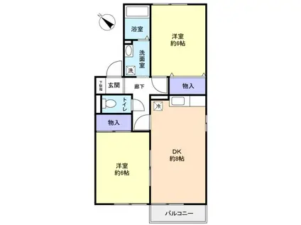 パストラル壱番館(2DK/1階)の間取り写真