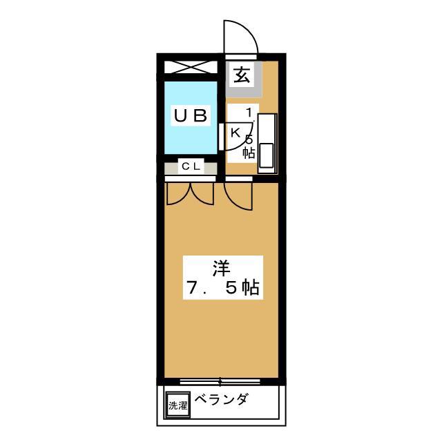 メビウスコート国立(1K/2階)の間取り写真