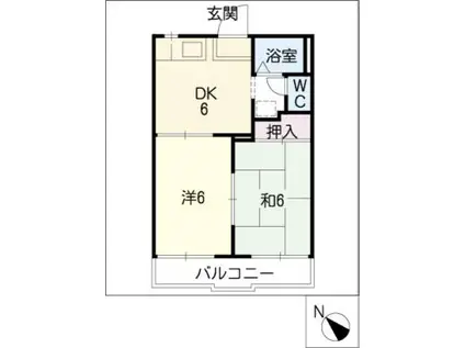 NAOI(2DK/2階)の間取り写真