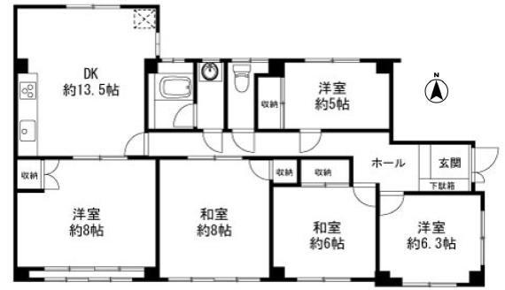 カーサ六甲(5DK/1階)の間取り写真