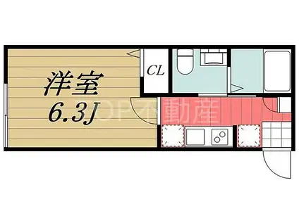 ザ・グランドレジデンス稲毛(1K/1階)の間取り写真