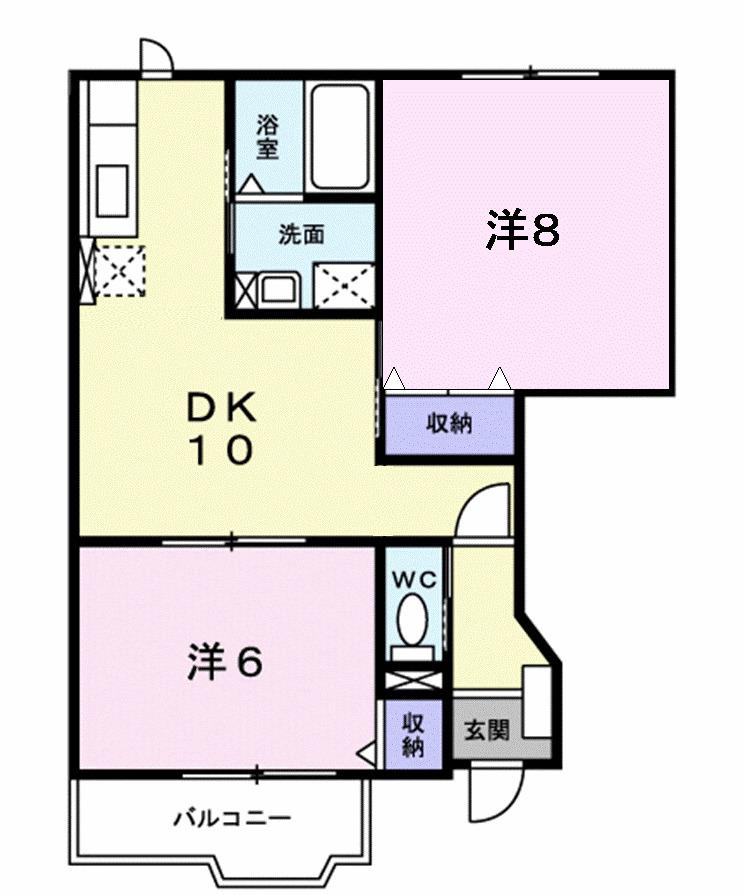 ローブレTK(2LDK/1階)の間取り写真