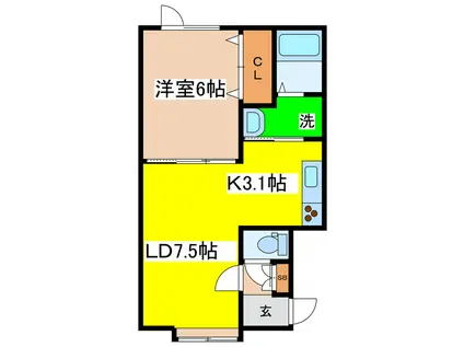 トゥインクル24(1LDK/1階)の間取り写真