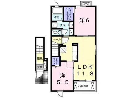 エレガント アベニューC(2LDK/2階)の間取り写真