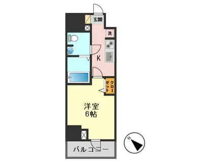 THE PASEO 新小岩(1K/15階)の間取り写真