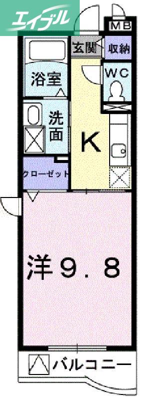 ハピーライフ平田(1K/1階)の間取り写真