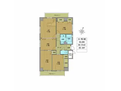 ニューブロッサムハイツ(4LDK/7階)の間取り写真