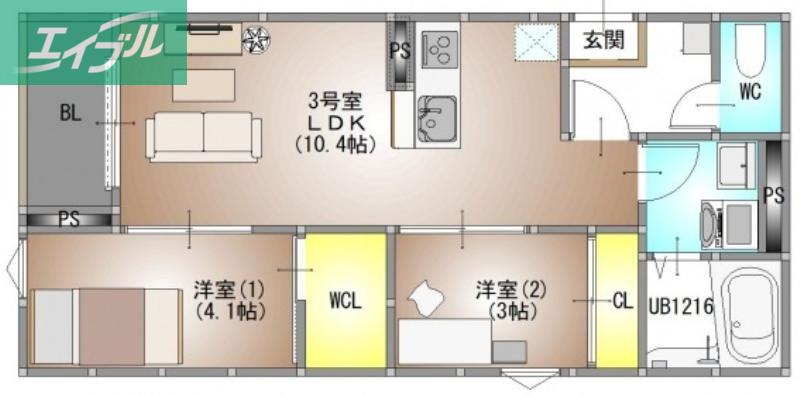 REGALEST 新福(2LDK/1階)の間取り写真