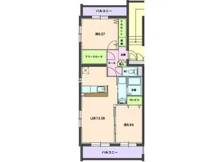 ラミアカーサ(2LDK/2階)の間取り写真
