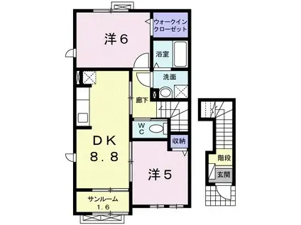 ジュピタ-(2DK/2階)の間取り写真